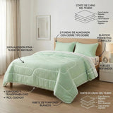 Cubrelecho queen verde Luno 160x190 cm doble faz acolchado