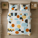 Cubrelecho para cama doble Geo Balance azul doble faz en microfibra 140x190 cm