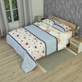 Cubrelecho Amoré Soft para cama doble azul y blanco semiacolchado doble faz 140x190 cm