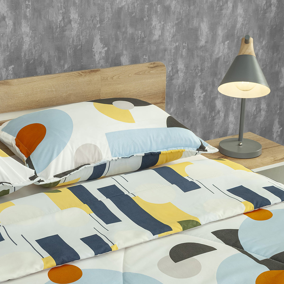 Cubrelecho para cama doble blanco Geo Balance doble faz 140x190 cm 3 piezas