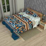 Cubrelecho Pincelada Austral para cama doble blanco y azul oscuro 140x190 cm doble faz en microfibra