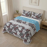 Cubrelecho Espuma Marina para cama doble azul estampado doble faz en microfibra 140x190 cm