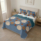 Cubrelecho Mustard Circuit para cama doble azul y verde acolchado doble faz 140x190 cm