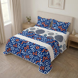Cubrelecho Trazo Memphis para cama doble azul doble faz acolchado 140x190 cm microfibra