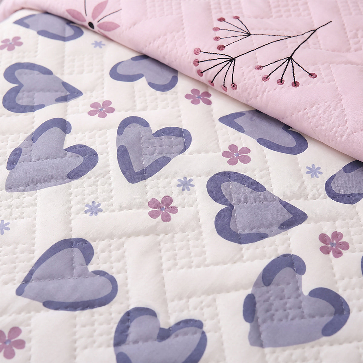 Cubrelecho sencillo rosado Pradera Rosé termosellado en microfibra 100x190 cm