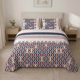 Cubrelecho Red Retro sencillo blanco y azul oscuro en microfibra 100x190 cm termosellado