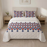 Cubrelecho Red Retro sencillo blanco y azul oscuro en microfibra 100x190 cm termosellado