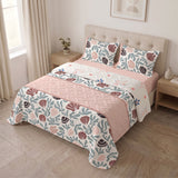 Cubrelecho sencillo Reef Rosa blanco y salmón en microfibra 100x190 cm