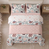 Cubrelecho sencillo Reef Rosa blanco y salmón en microfibra 100x190 cm