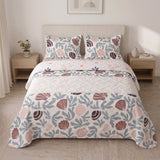 Cubrelecho sencillo Reef Rosa blanco y salmón en microfibra 100x190 cm