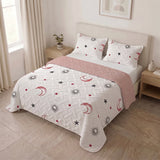 Cubrelecho sencillo coral Astral blanco y palo de rosa en microfibra 100x190 cm