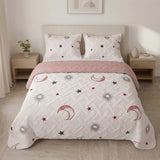 Cubrelecho sencillo coral Astral blanco y palo de rosa en microfibra 100x190 cm