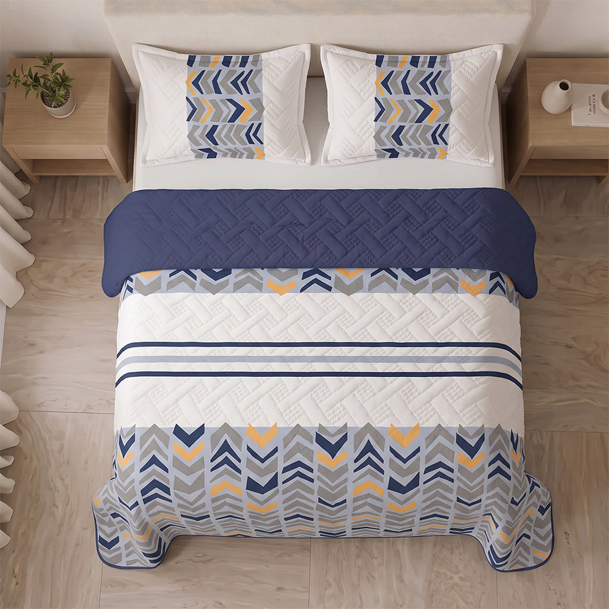 Cubrelecho para cama doble azul oscuro Vanguardia Zafiro en microfibra 140x190 cm termosellado