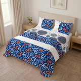 Cubrelecho para cama doble azul oscuro y blanco 140x190 cm doble faz en microfibra