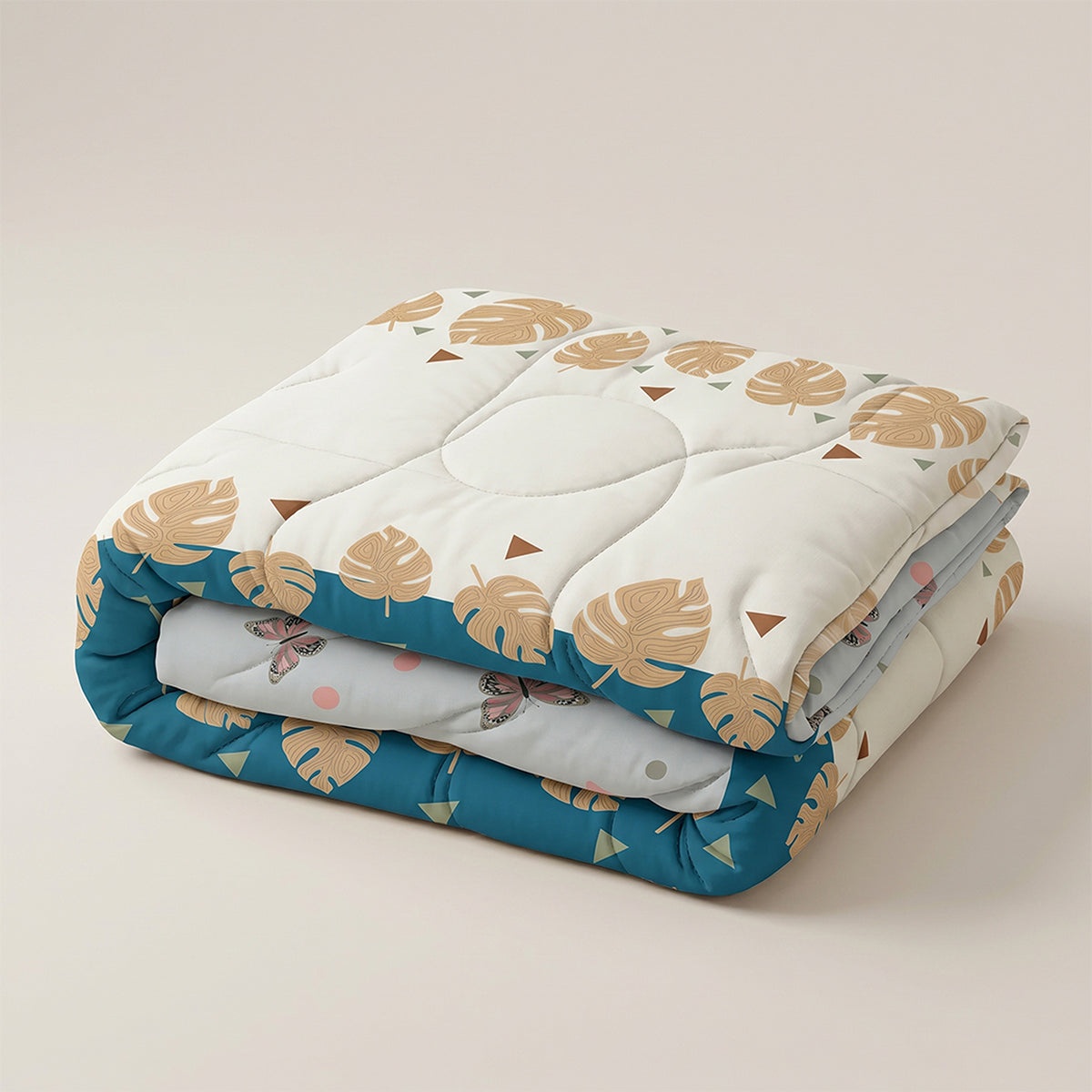 Cubrelecho para cama doble mariposas blanco y gris doble faz en microfibra 140x190 cm