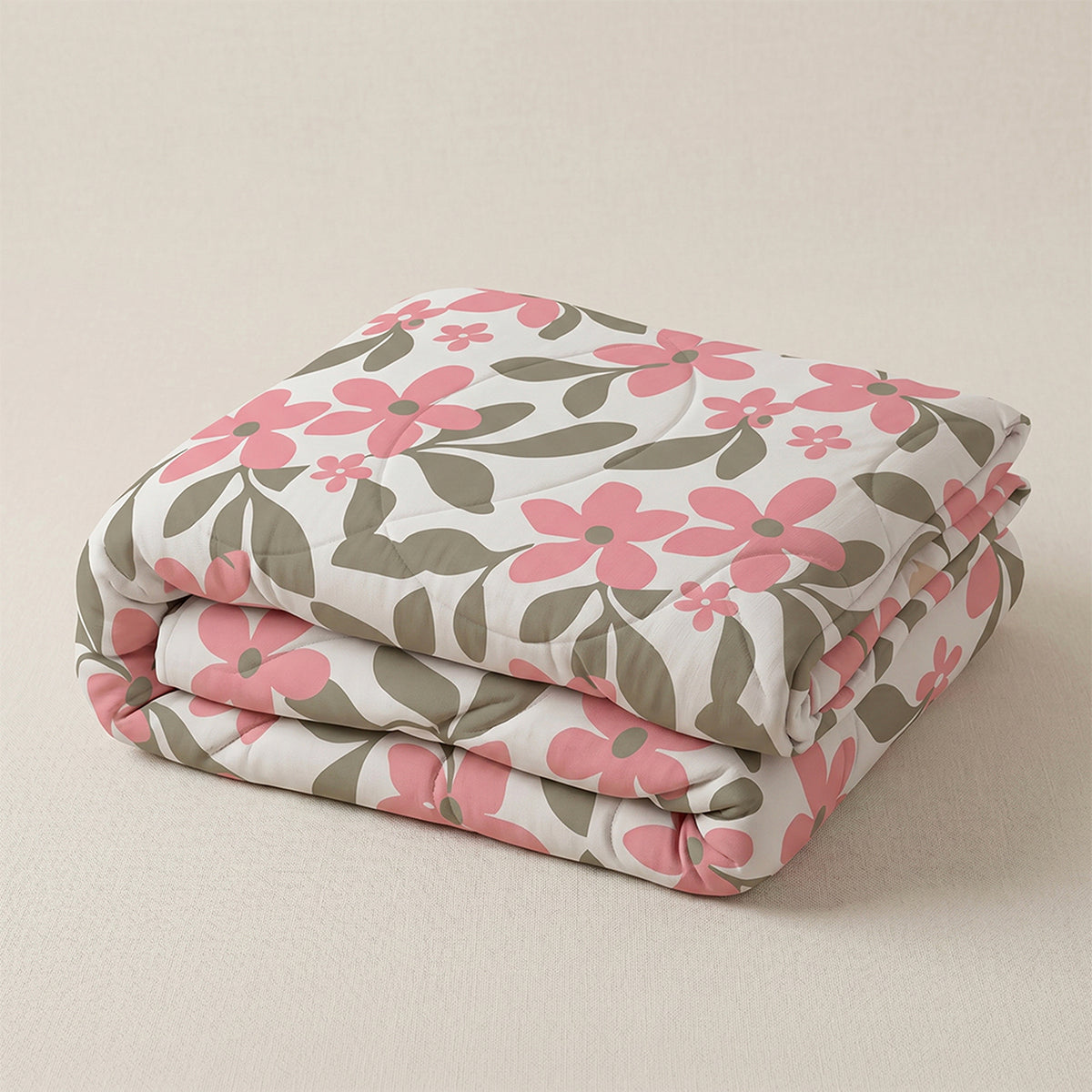 Cubrelecho para cama doble blanco y rosado doble faz en microfibra 140x190 cm