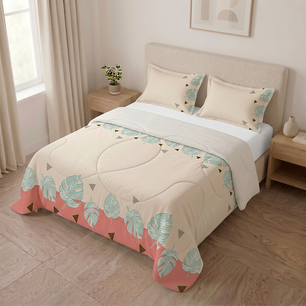 Cubrelecho para cama doble blanco y rosado doble faz en microfibra 140x190 cm