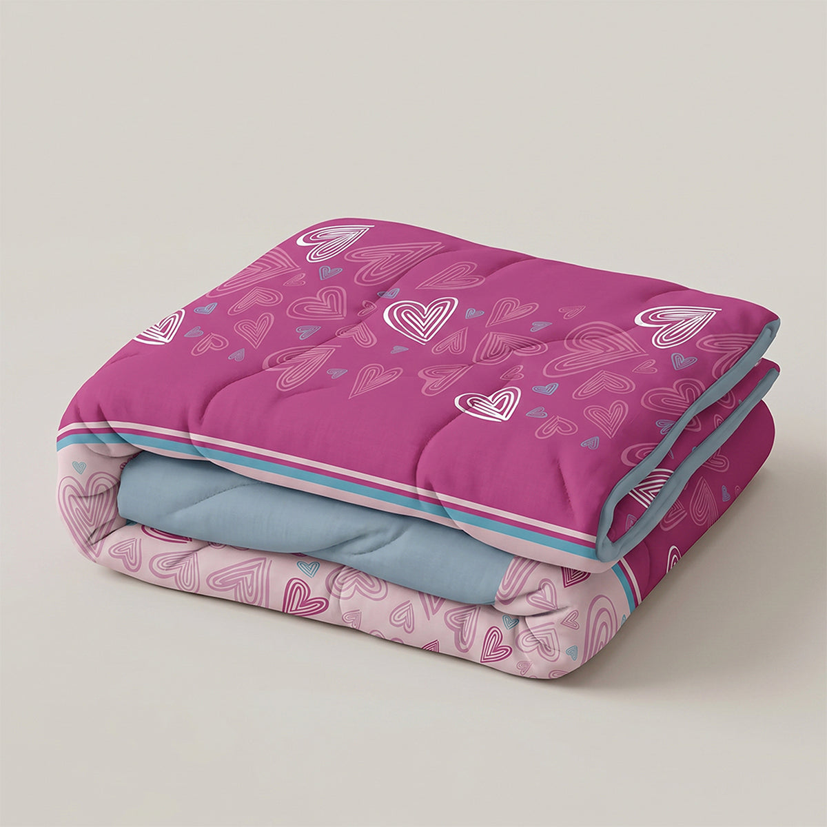 Cubrelecho para cama doble blanco y fucsia 140x190 cm doble faz en microfibra