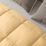 Cubrelecho king amarillo y café doble faz en microfibra 200x200 cm
