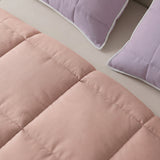 Cubrelecho king lila y palo de rosa doble faz en microfibra 200x200 cm