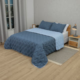Cubrelecho king azul Flora 200x200 cm superacolchado con 2 fundas