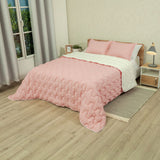 Cubrelecho king rosado Flora superacolchado en microfibra 200x200 cm