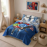 Cubrelecho infantil sencillo azul Disney core Avengers doble faz en microfibra 100x190 cm