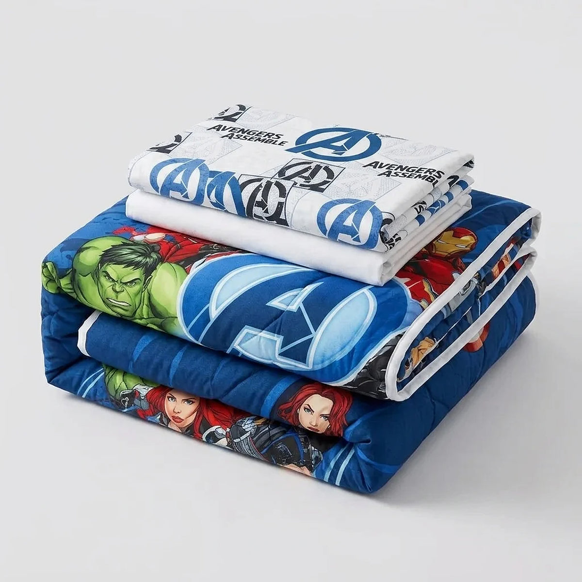 Cubrelecho infantil sencillo azul Disney core Avengers doble faz en microfibra 100x190 cm