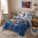 Cubrelecho infantil sencillo azul Disney core Avengers doble faz en microfibra 100x190 cm