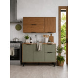 Cocina Rosario Natural y Olivia 120x163cm con Cinco Puertas sin Mesón y Sin Estufa