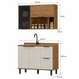 Cocina Malta Natural y Blanco Apagado 120x163.5cm con Cuatro Puertas sin Mesón y Sin Estufa
