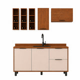 Cocina Bahamas Almendra y Blanco Apagado 180x163.5cm con Cuatro Puertas sin Mesón y Sin Estufa