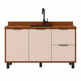 Cocina Bahamas Almendra y Blanco Apagado 180x163.5cm con Cuatro Puertas sin Mesón y Sin Estufa