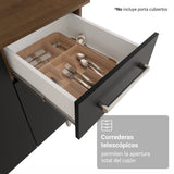 Cocina integral Deli marrón y negro en MDP 220x201 cm con mesón de madera aglomerada sin pozuelo y sin estufa