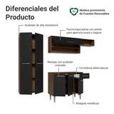 Cocina integral Deli marrón y negro en MDP 220x201 cm con mesón de madera aglomerada sin pozuelo y sin estufa