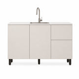 Cocina Dominica Natural y Blanco Apagado 120x145.5cm con Cinco Puertas sin Mesón y Sin Estufa