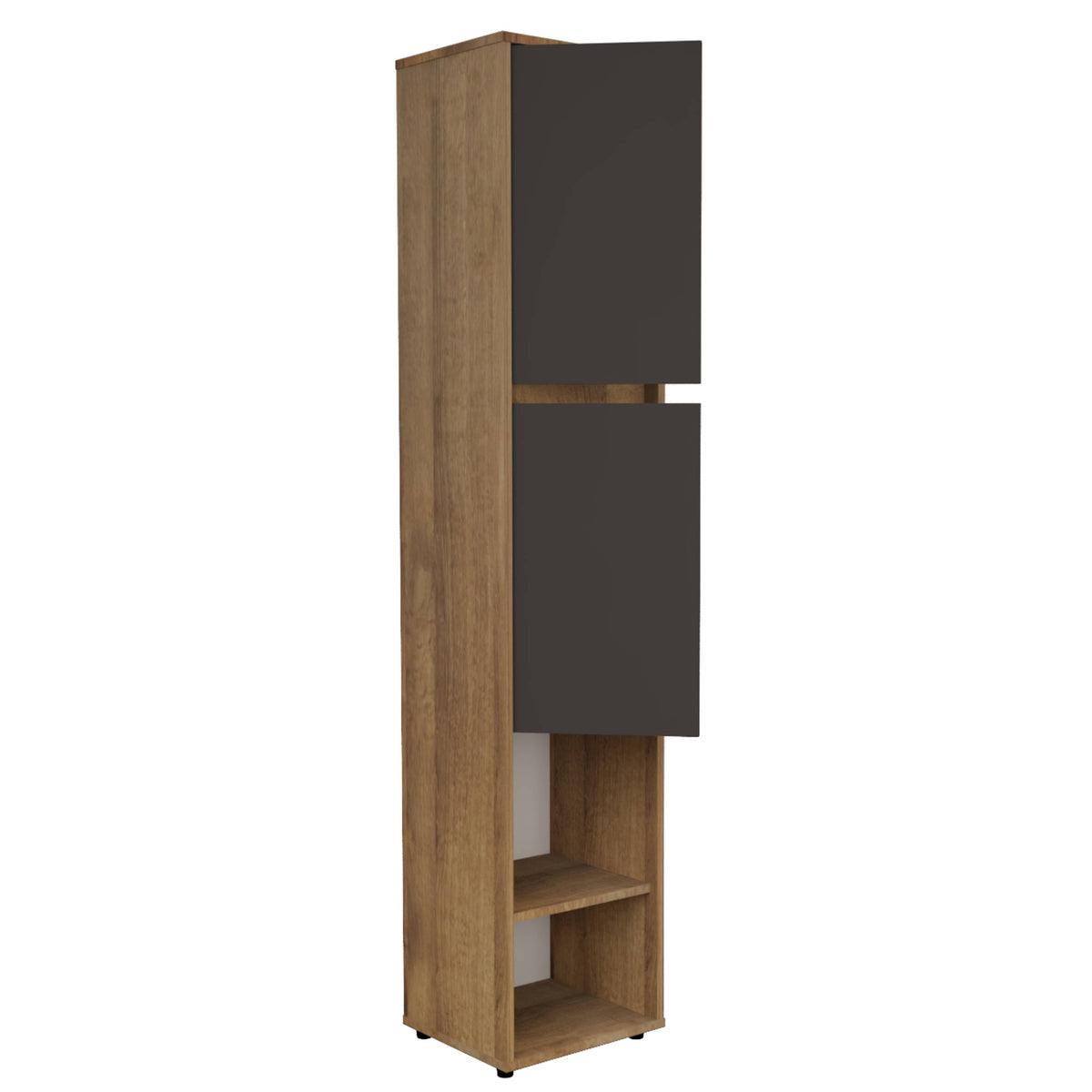 Biblioteca amaretto y plomo en MDF con 2 puertas 33.4x166 cm