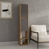 Biblioteca amaretto y plomo en MDF con 2 puertas 33.4x166 cm