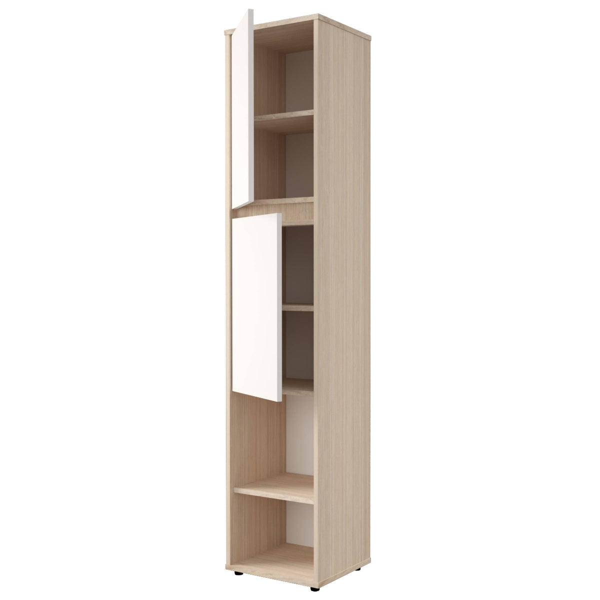 Biblioteca moderna arena y blanco en MDF 33.4x166 cm con 2 puertas