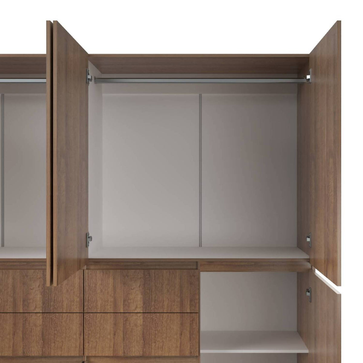 Armario amaretto 230x200 cm en MDF con 4 cajones y zapatero