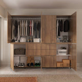 Armario amaretto 230x200 cm en MDF con 4 cajones y zapatero