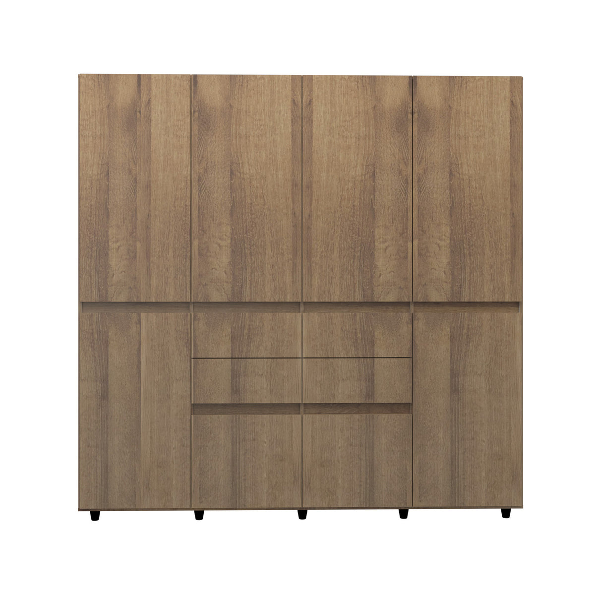 Armario amaretto moderno 200x200 cm con 6 puertas y 4 cajones