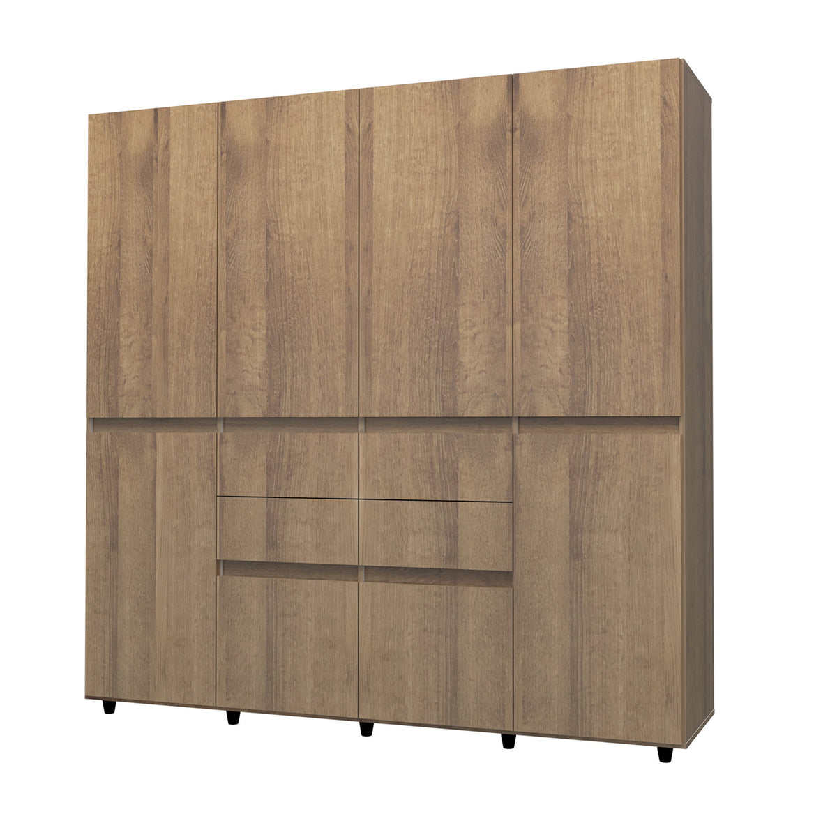 Armario amaretto moderno 200x200 cm con 6 puertas y 4 cajones