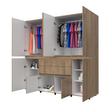 Armario amaretto moderno 200x200 cm con 6 puertas y 4 cajones