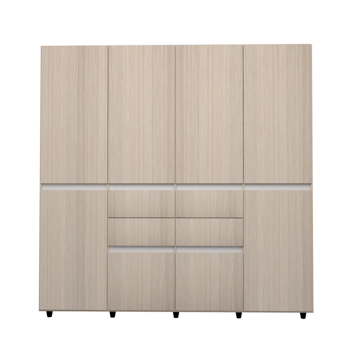 Armario arena y blanco 200x200 cm con 6 puertas y 4 cajones
