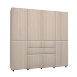 Armario arena y blanco 200x200 cm con 6 puertas y 4 cajones