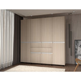Armario arena y blanco 200x200 cm con 6 puertas y 4 cajones