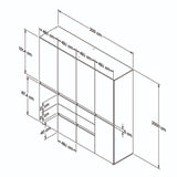 Armario arena y blanco 200x200 cm con 6 puertas y 4 cajones