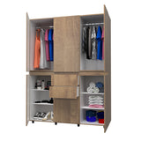 Armario amaretto 150x200 cm en MDF con 6 puertas y 2 cajones