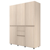 Armario arena y blanco 150x200 cm con 6 puertas y 2 cajones